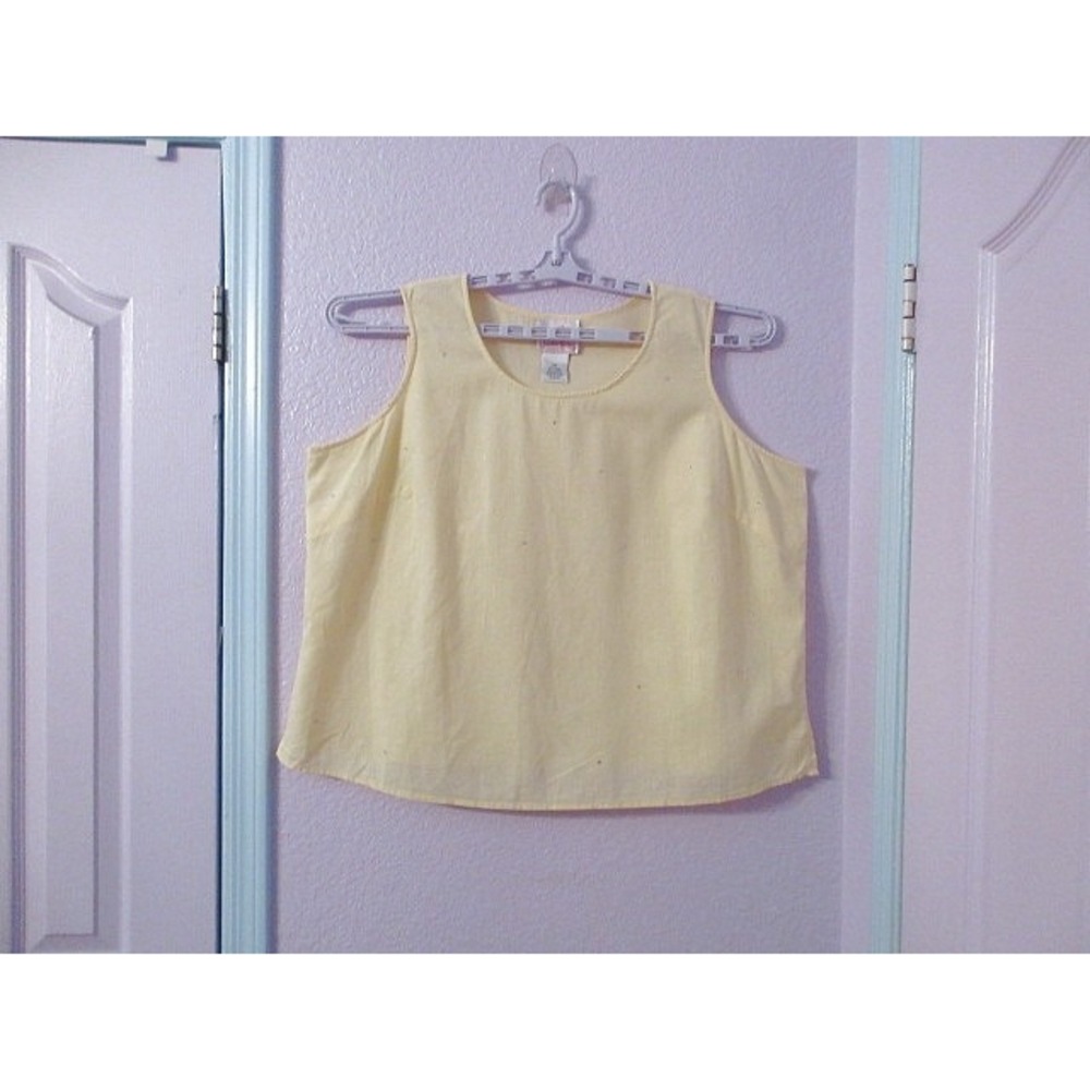 Quacker Factory Top Size 2X Sleeveless Linen Cotton Rhinestones Boxy Lagenlook